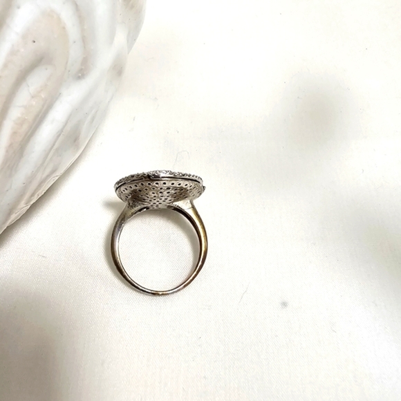 Black Spinel Swirl Ring | Sterling Silver Statement Ring | Size 8 - Picture 3 of 3